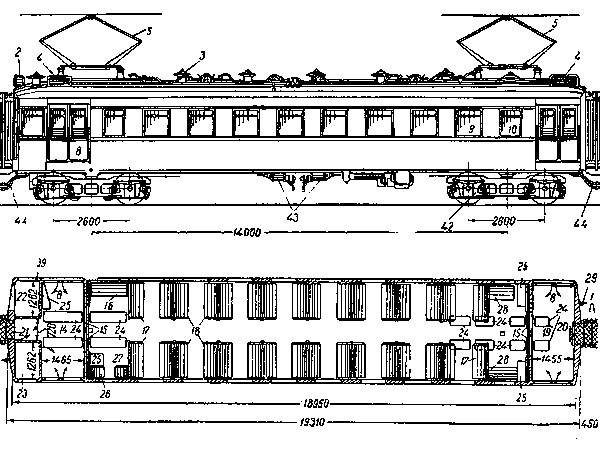 Чертеж вагона электрички